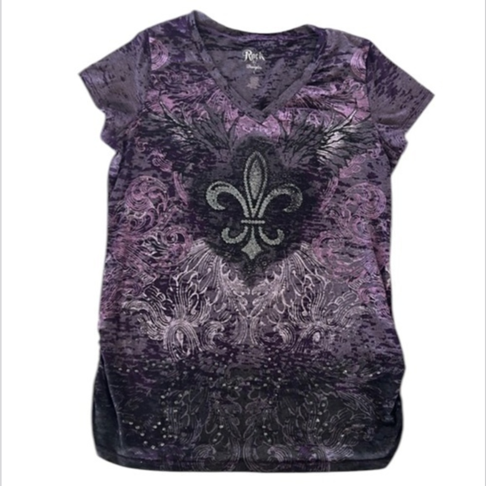 Wrangler Rock 47 purple short sleeve burnout tee size large
